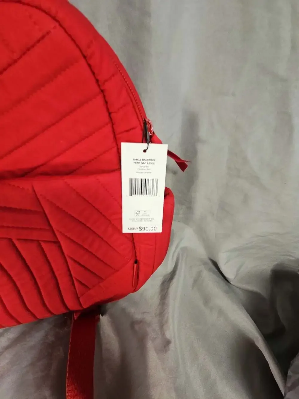 Vera Bradley Small Backpack in Cardinal Red Quilted Fabric